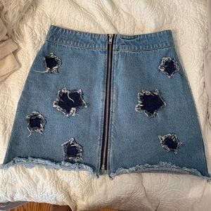 Honey punch zip up jean skirt